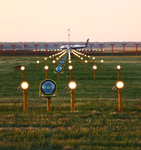 Landing lights in airport